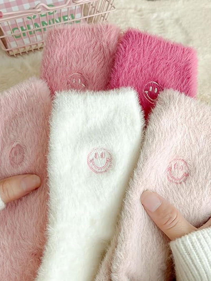 Smiley Face Fuzzy Socks GlamPak